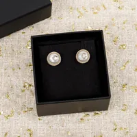 2022 Top quality Charm small round shape stud earring with diamond and nature shell beads for women wedding jewelry gift have box 246R