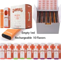 Wholesale Dabwoods Disposable Vape Pen Empty 1ml 280mAh Oil Cartridges Rechargeable Device Pods With Micro USB Charger 10 Flavors Available Starter Kits