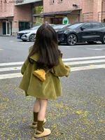 Girl's Dresses Children Clothing 2022 Autumn Winter New Fashionable Girls Cute Big Lapel Corduroy Solid Color Sweet Casual Simple Girls Dress W0323