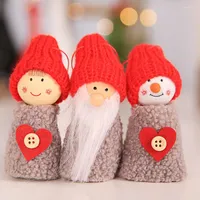 Christmas Decorations 3pcs 2023 Santa Claus Doll Pendants For Home Cone Tree Drop Ornament Year Decor