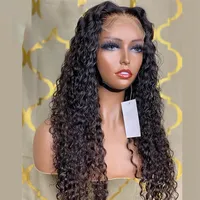 26Inch 180%Density Natural Color Long Kinky Curly Lace Front wigs Remy Soft With Baby Hair For Black Women Glueless Heat Resistant280P