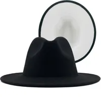 2020 High Quality Whole Faux Wool Felt Fedora Hats for Men Women 2 Tone Hat Different Color Brim Jazz Hat Panama Party Cap303M