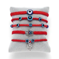 Voleaf Blue Eye Hamsa Charm Rope Lucky Red Rope Bracelet amulet Adjustable Fatima Hand woven Friendship Hand Wear VBR122