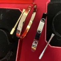 316L Titanium Steel Classic Bangles Bracelets For Lover with box Fashion Wristband Wedding Gift Rose Gold Bracelet 15-21cm270D