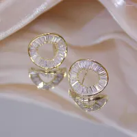 Stud Earrings Korean Super Exquisite Round CZ Earring For Women 925 Siiver Needle Bling Zircon Wedding Jewelry Pendant