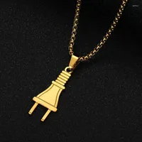 Pendant Necklaces CHENGXUN Stainless Steel Electrical Plug Necklace For Men Women Geomertic Charm Chain Hip Hop Jewelry Gift