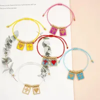 Charm Bracelets Go2Boho Cross Beaded Valentine's Bracelet Heart Beads Adjustable Rope Bangle Handmade Jewelry Boho Accessories Women