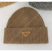 Luxury Designer Beanies Fashion Womens Mens Knitted Winter Triangle Brands Unisex Warm Fitted Hats 9 color2038