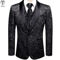 Men's Suits Hi-Tie Black Mens Suit Vest Shawl Lapel Tuxedo Blazers Jacket Sleeveless Tie Pocket Square Cufflinks Wedding Business Gift