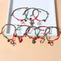 Charm Bracelets Fashion Santa Snowflake Elk Christmas Tree Woven Bracelet Colorful Rope Chain Charms Bangles Enamel Jewelry