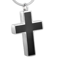 IJD8355 Black Enameled Simple Cross Pendant Cremation Ashes Jewelry Stainless Steel Urn Ashes Necklace With Funnel330P