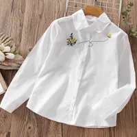 Kids Shirts Teenagers School Shirt for Girl Blouse Cotton Tops Long Sleeve Lace Kids Clothes Spring Autumn Baby Children Clothing 6 7 10 14Y 230323