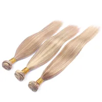 Peruvian Virgin Human Hair Extensions 27 613 Blonde Piano Color Hair Bundles Silk Straight Hair Weaves 3Pcs Lot250A
