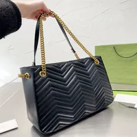 Denim Shopping Bags Woman Tote Bag designer handbag Leather Wave Chain Shoulder Totes Gold Double Letter Hardware Large Capacity luxury Handbags
