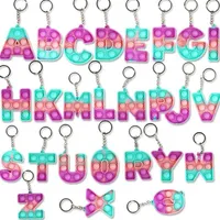 26 Letters & Numbers Sensory Fidget Pop Bubble Poppers Key Ring Alphabet Shape Push Bubbles Popper Board Keychain Finger Puzzle Ch189E