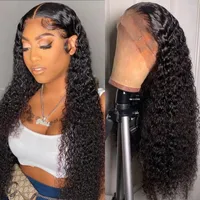 13x4 Lace Front Wig Jerry Curl Kinky Curly Human Hair Wigs Brazilian Virgin Pre Plucked Water Wave For Black Women Deep