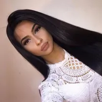 Unprocessed Brazilian Human Hair Silk Top Full Lace Wigs Long Straight Glueless Silk Base Lace Front Wigs With Baby Hair For Black3061