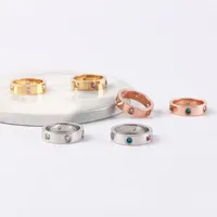 6 Diamonds High Quality Couple Diamond Ring Titanium Steel Jewelry Valentine's Day Gift Size 6-112547