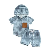 Clothing Sets 2022-06-09 Lioraitiin 0-5Years Toddler Baby Boy Girl 2Pcs Casual Clothing Set Short Sleeve Hooded Tie-Dyt Pritned Top Shorts AA230322