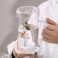 Wine Glasses 700ml Large-capacity Modern Minimalist Glass Cup With Lid Office Handle Beer Mug Household Water