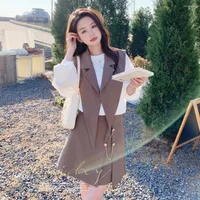 Two Piece Dress Suits Shawl Loose Hoodie High Waist Chain Shorts Skirts 3 Sets 2023 Spring Women Elegant Fashion Korean Casual Outfit 6612