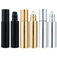Perfume Bottle 10 20 30 50 100pcs 10ML Metal Roller Refillable Bottle Essential Oils Roll-on Glass Perfume Bottles Travel Cosmetics Container 230323