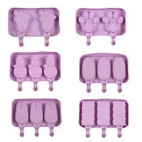 Silicone Cute Cartoon Ice Cream Mold Popsicle Mold Reusable BPA- Ice Pop Mold With Lids and Sticks186T