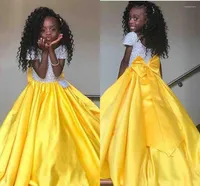 Girl Dresses Cute Girl's Pageant Special Occasion Prom Evening Party For Teens Kids Big Bow Sash Back Long Flower Dress