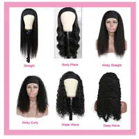Human Hair Capless Wigs Peruvian Virgin Hair Headband Black Full-machine Body Wave Deep Wave Kinky Curly Straight 100% Human Hair 2648