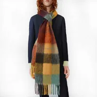 Scarves Women Scarf Cashmere Winter Colored Chequered Shawl Wrap Ac Type Color Square Gradient Tassel Blanket G221007