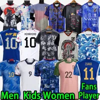 Japão 2022 Camisas de futebol Japan Cartoon ISAGI ATOM TSUBASA MINAMINO ASANO DOAN KUBO ITO Japanese MULHER KIT KIDS Uniformes japoneses 18 19 20 21 22 23
