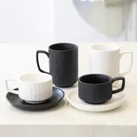 Mugs Creative Ceramic Black And White Stone Coffee Cup Plate Foreign Trade Home El Water Couple Cups Suit