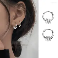Hoop Earrings True 925 Sterling Silver For Women Crystal Circle Charms 2 Color Tiny Ear Hoops Unusual Female Jewelry Brincos