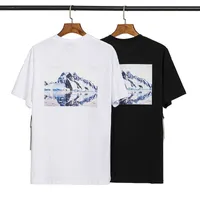 أساسيات قميص للرجال للرجال FG Sport Tshirt High Street Double Thread Snow Mountain Print High Street Fashion Men and Women’s Short