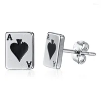 Stud Earrings Fashion Ace Of Spades For Men Boy Stainless Steel Poker Player Cards Lucky Earring Punk Male Jewelry