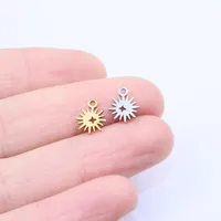 Charms 10pcs Wholesale Antiallergic Stainless Steel Sun Star Pendant DIY Necklace Earrings Bracelets Unfading Colorless 2 Colors