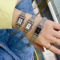 Fashion Brand Watches Women Girl Rectangle Dial Style Steel Matel Band Wrist Watch HE08304Q