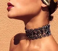 Choker 2023 Fashion Luxury Black Crystal Collar Chain Women's Necklace Rhinestone Hip Hop Punk Style