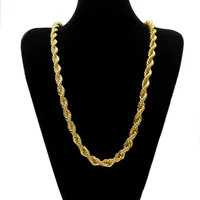 10mm Thick 76cm Long Rope ed Chain 24K Gold Plated Hip hop Heavy Necklace For mens302C