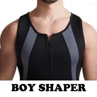 Men's Body Shapers Men's Shaper Slimming Tummy Compression Tank Top Slim Neoprene Shapewear Zip Waist Trainer Vest For Man Weight Loss