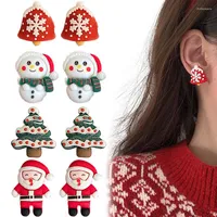 Stud Earrings Christmas Cute Cartoon Resin For Women Santa Claus Elk Earring Jewelry Family Gifts Accessories