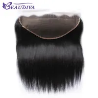 Brazilian Straight Virgin Hair 13x6 Lace Frontal Closures 100% Human Hair Pre-Plucked Hairline With Baby Hair Closure3395