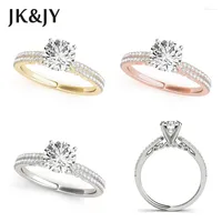 Cluster Rings 14K Gold Moissanite D Color 1.0 Round Cut 4 Prong Classic Engagement Ring Exquisite Wedding Jewelry