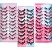 10 Pairs Natural False Eyelashes Thick Long Lash Extensions Soft Wispy Curl Fluffy Faux 3d Mink Lashes Makeup