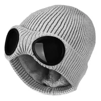 Men Women Winter Plus Plush Thicker Warmer Bonnet Ladies Casual Cap Acrylic Knitted Warm Goggles Hats Skullies Beanies R82293J