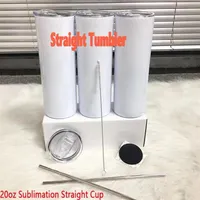 Whole 20oz DIY Sublimation Straight Skinny Tumbler With Metal Straw And Lid Steel Stainless Vacuum Insulated Water Mug Doubel 222r