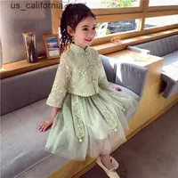 Girl's Dresses Cheongsam Dress for Girls Formal Birthday Party Clothes Kids Dresses Lace Chinese New Year Girls Dresses A-line Princess Dress W0323