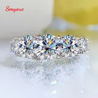 With Side Stones Smyoue 18k Plated 3.6CT All Rings for Women 5 Stones Sparkling Diamond Wedding Band S925 Sterling Silver Jewelry GRA 230322