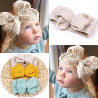 Hair Accessories D7WF Kids Knit Crochet Headwear Baby Girls Headband With Bows Handmade Accessory
