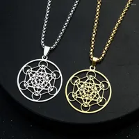 Pendant Necklaces 316 Stainless Steel Hollow Necklace Natural Chakras Meditation Moon Goddess Six-pointed Star Hip-hop Unisex Jewelry Gift